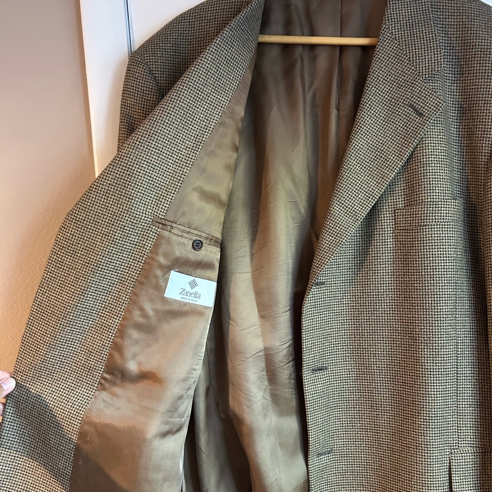 Zanella Men's Blazer in Brown and Black Check, BIG & TALL Sports Coat - Picture 5 of 12